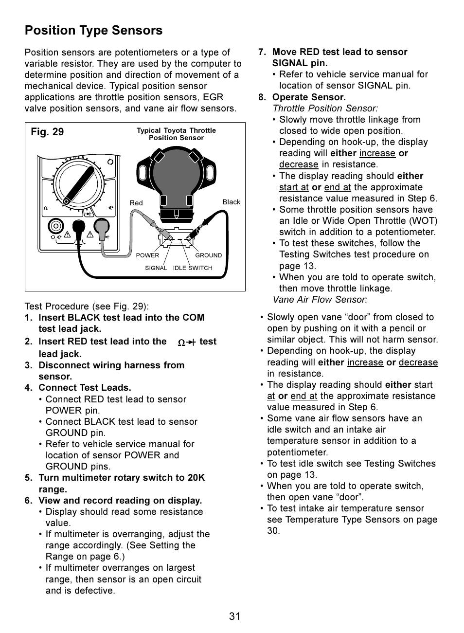 Position type sensors, Fig. 29 | Actron Digital Multimeter CP7676 User Manual | Page 31 / 72