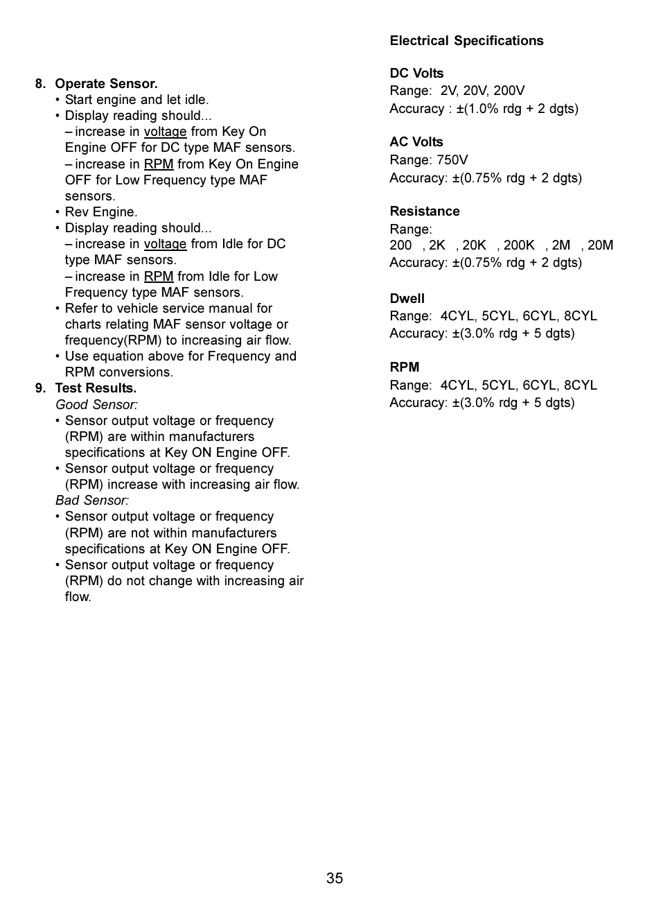 Actron Digital Multimeter CP7676 User Manual | Page 35 / 72