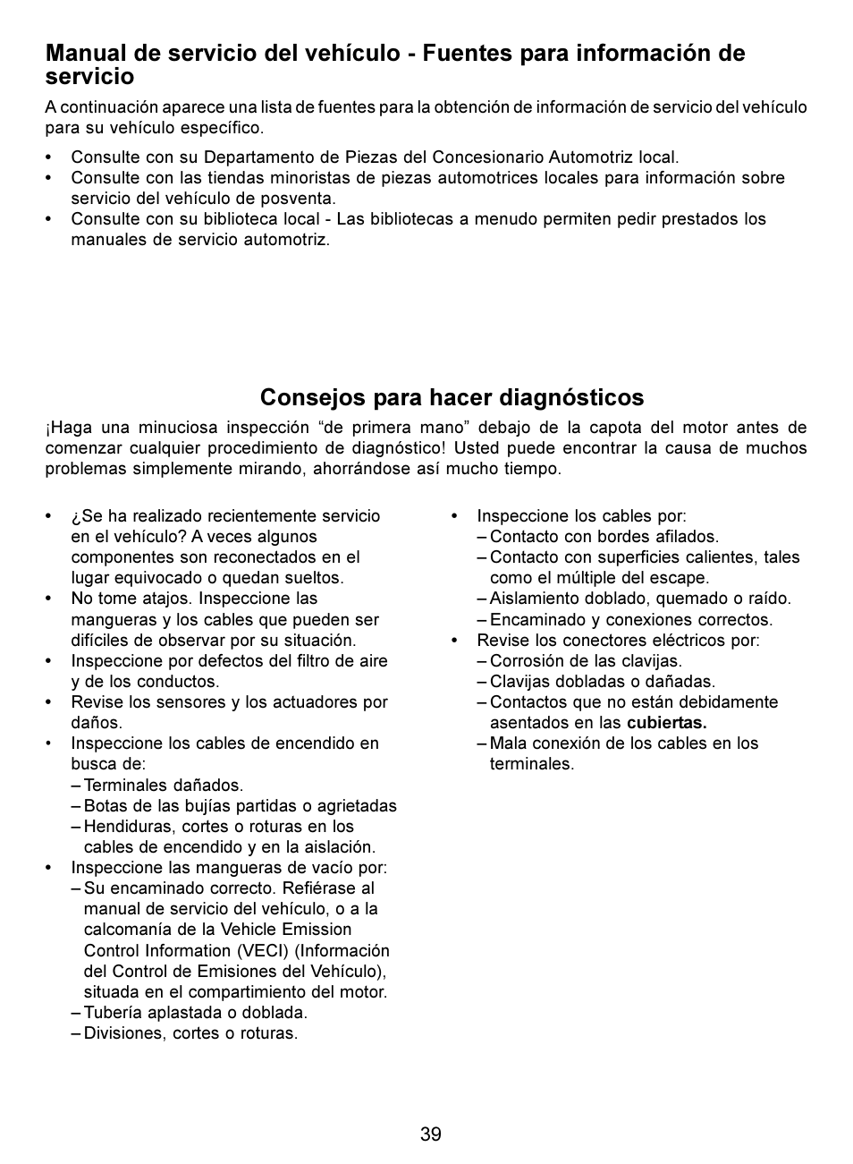 Consejos para hacer diagnósticos | Actron Digital Multimeter CP7676 User Manual | Page 39 / 72