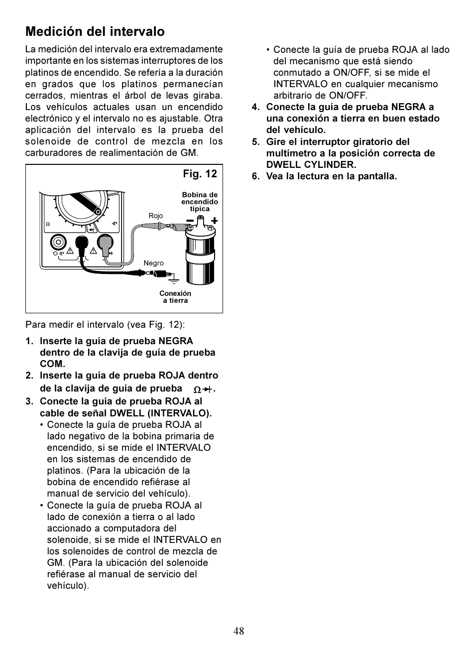 Medición del intervalo, Fig. 12 | Actron Digital Multimeter CP7676 User Manual | Page 48 / 72