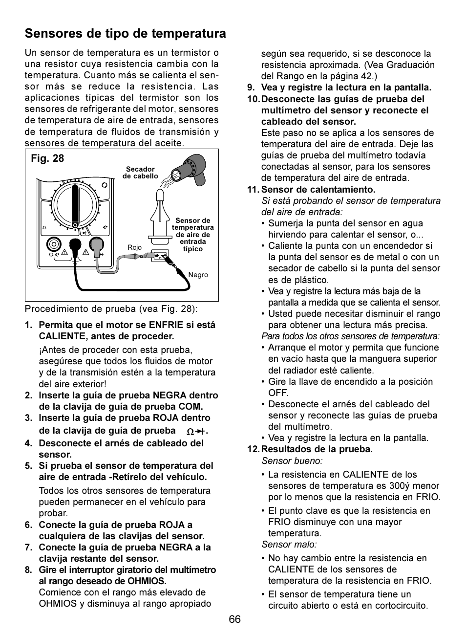 Sensores de tipo de temperatura, Fig. 28 | Actron Digital Multimeter CP7676 User Manual | Page 66 / 72