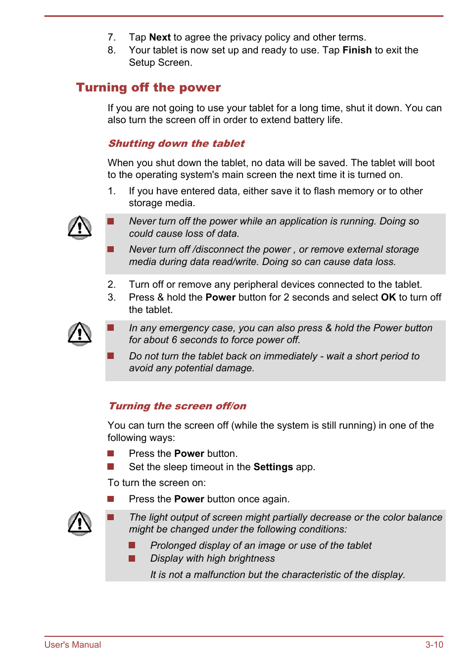 Turning off the power | Toshiba AT270 User Manual | Page 23 / 85