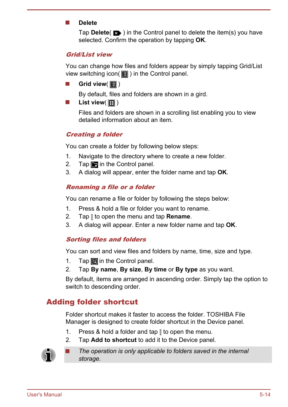 Adding folder shortcut | Toshiba AT270 User Manual | Page 49 / 85