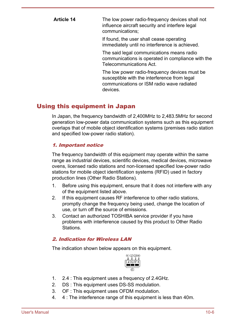 Using this equipment in japan | Toshiba AT270 User Manual | Page 83 / 85