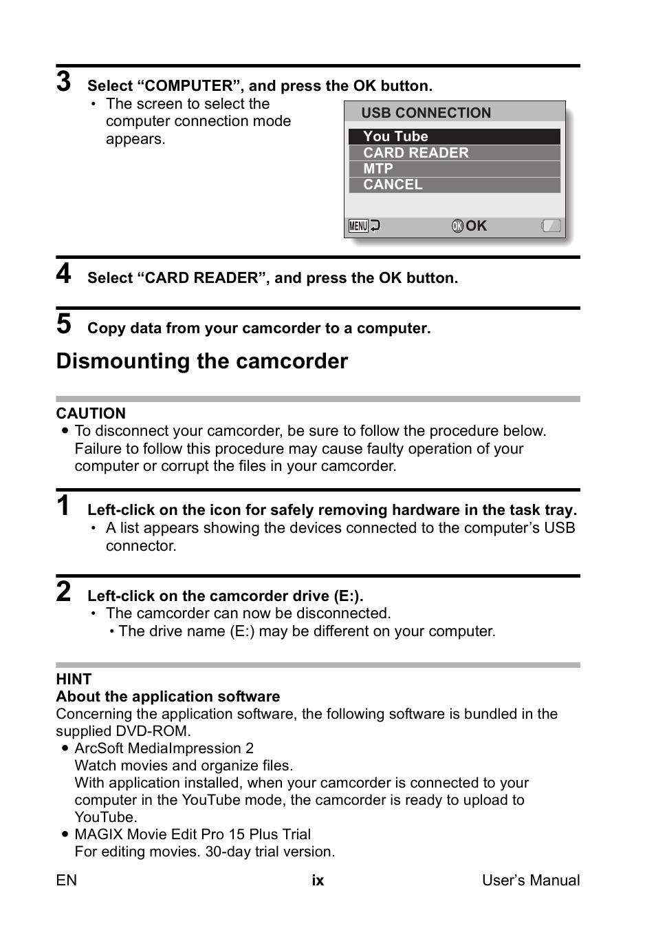 Dismounting the camcorder | Toshiba Camileo SX500 User Manual | Page 10 / 75