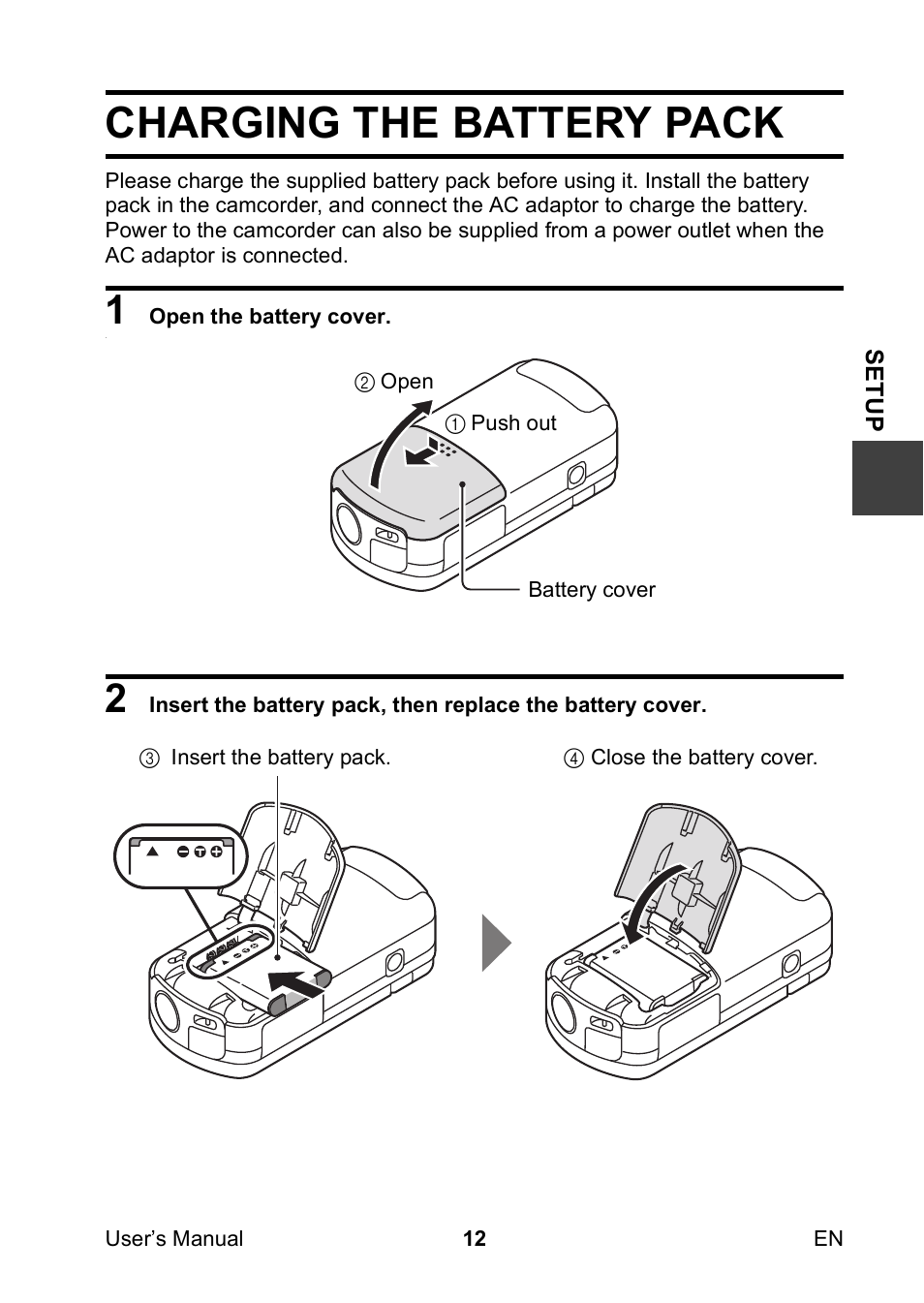 Charging the battery pack | Toshiba Camileo SX500 User Manual | Page 23 / 75