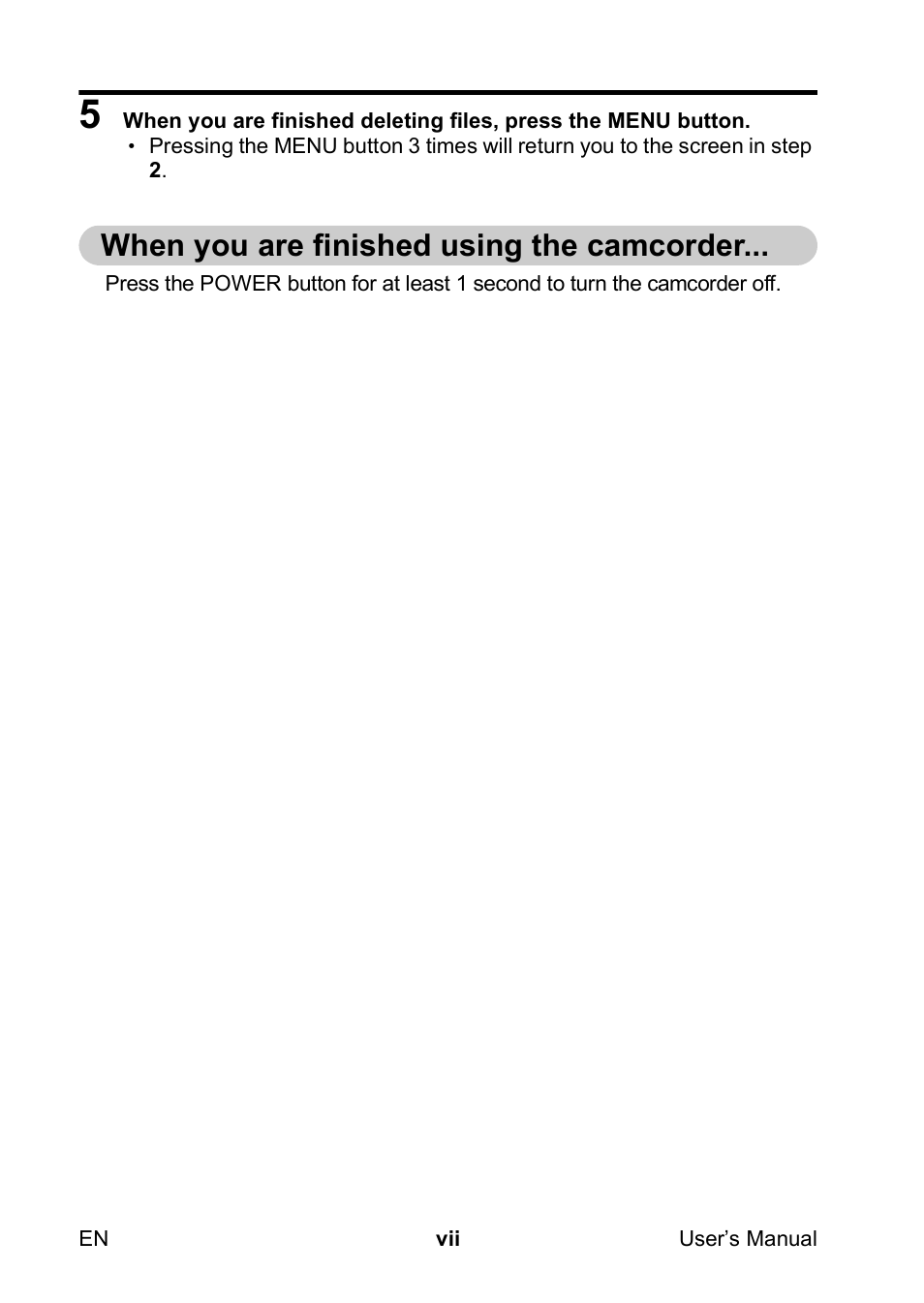When you are finished using the camcorder | Toshiba Camileo SX500 User Manual | Page 8 / 75