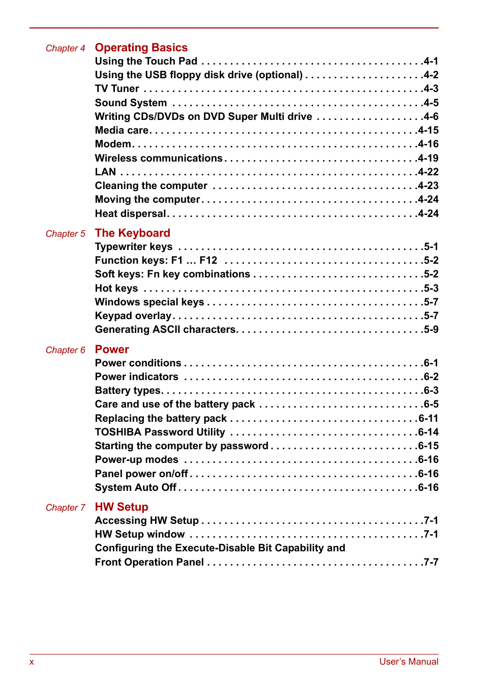 Toshiba Qosmio G20 (PQG21) User Manual | Page 10 / 242