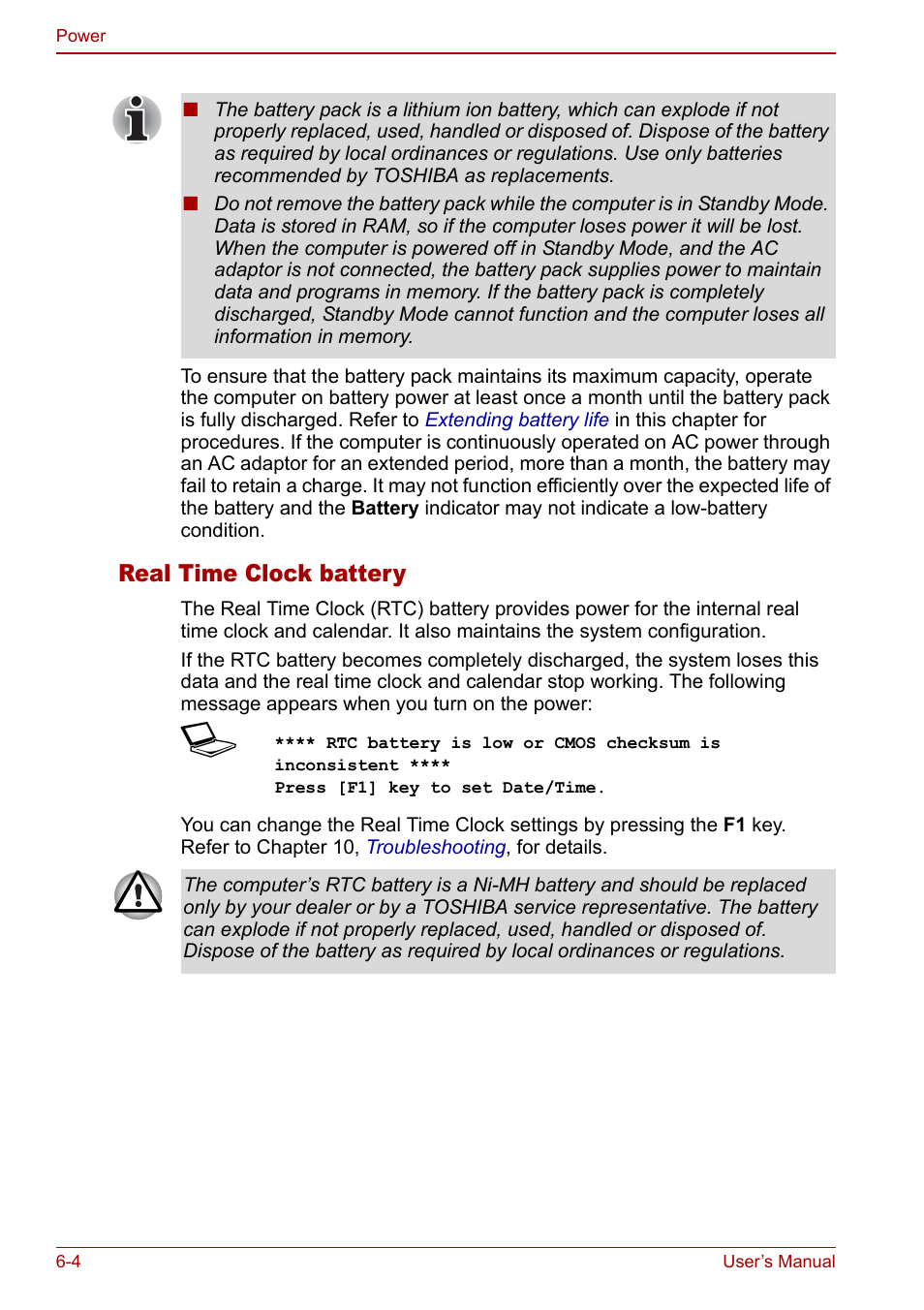 Real time clock battery | Toshiba Qosmio G20 (PQG21) User Manual | Page 106 / 242