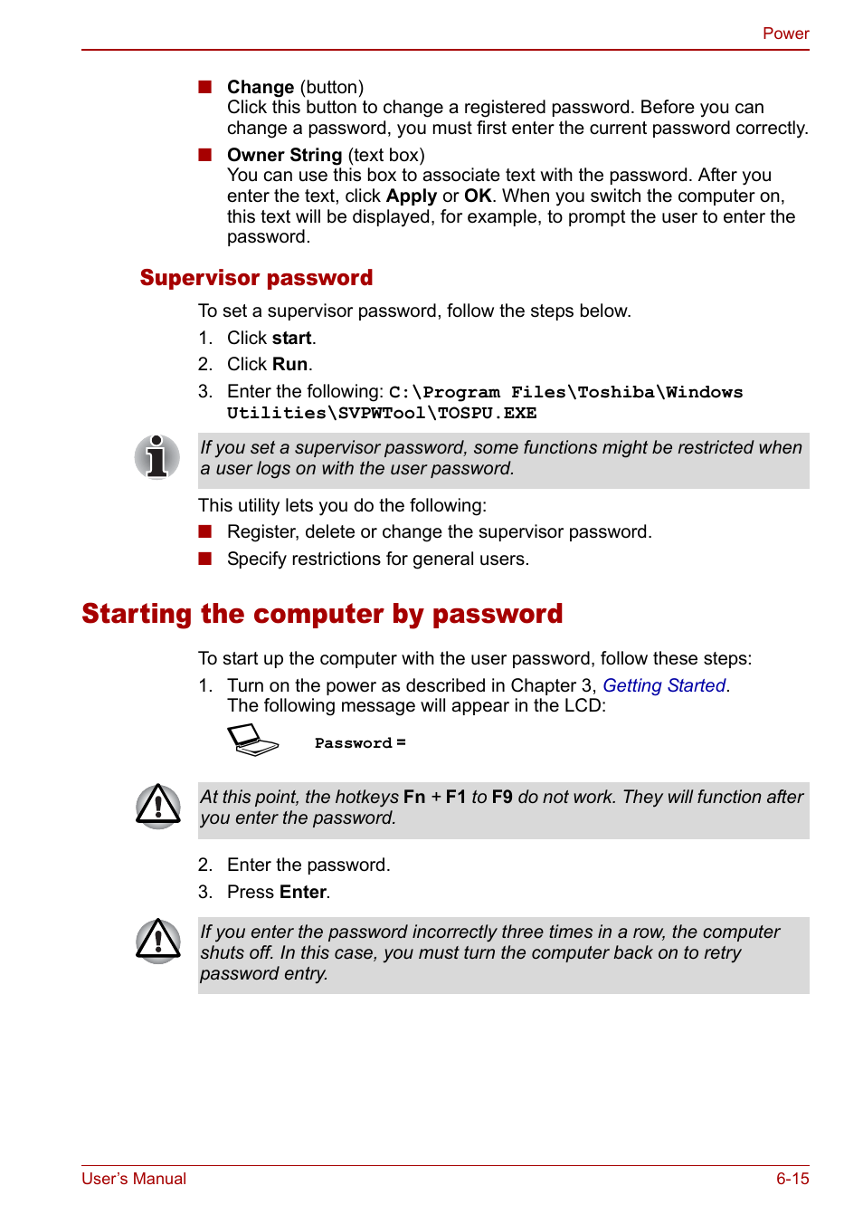 Starting the computer by password, Starting the computer by password -15 | Toshiba Qosmio G20 (PQG21) User Manual | Page 117 / 242