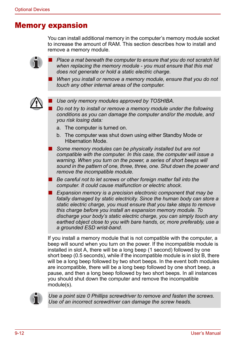 Memory expansion, Memory expansion -12 | Toshiba Qosmio G20 (PQG21) User Manual | Page 156 / 242
