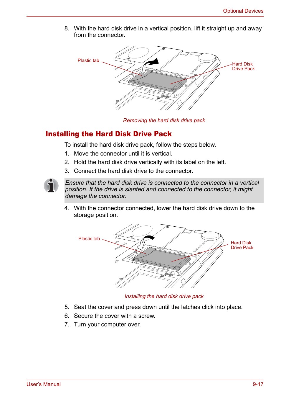 Installing the hard disk drive pack | Toshiba Qosmio G20 (PQG21) User Manual | Page 161 / 242