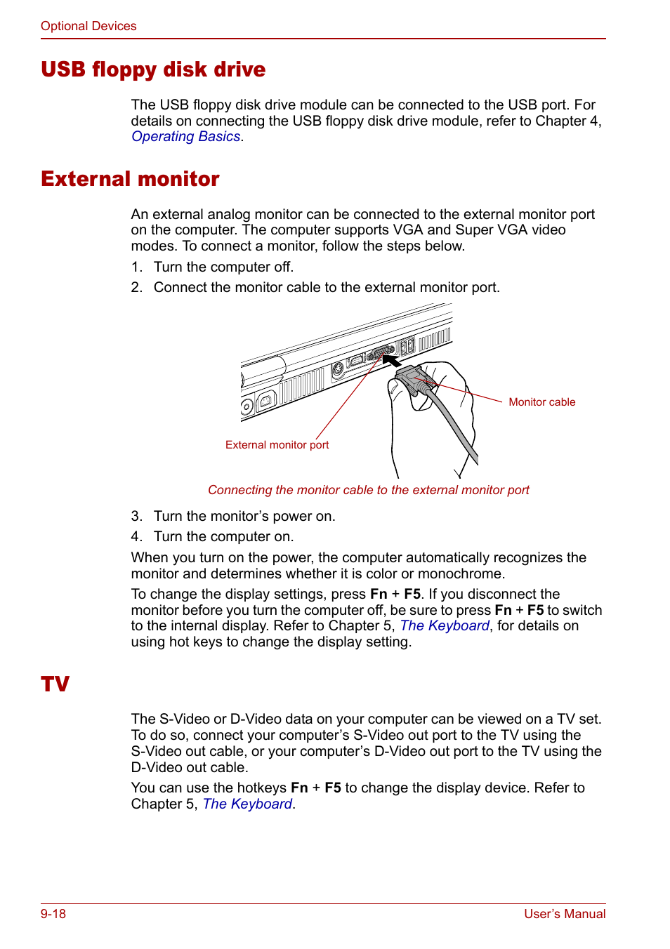 Usb floppy disk drive, External monitor | Toshiba Qosmio G20 (PQG21) User Manual | Page 162 / 242