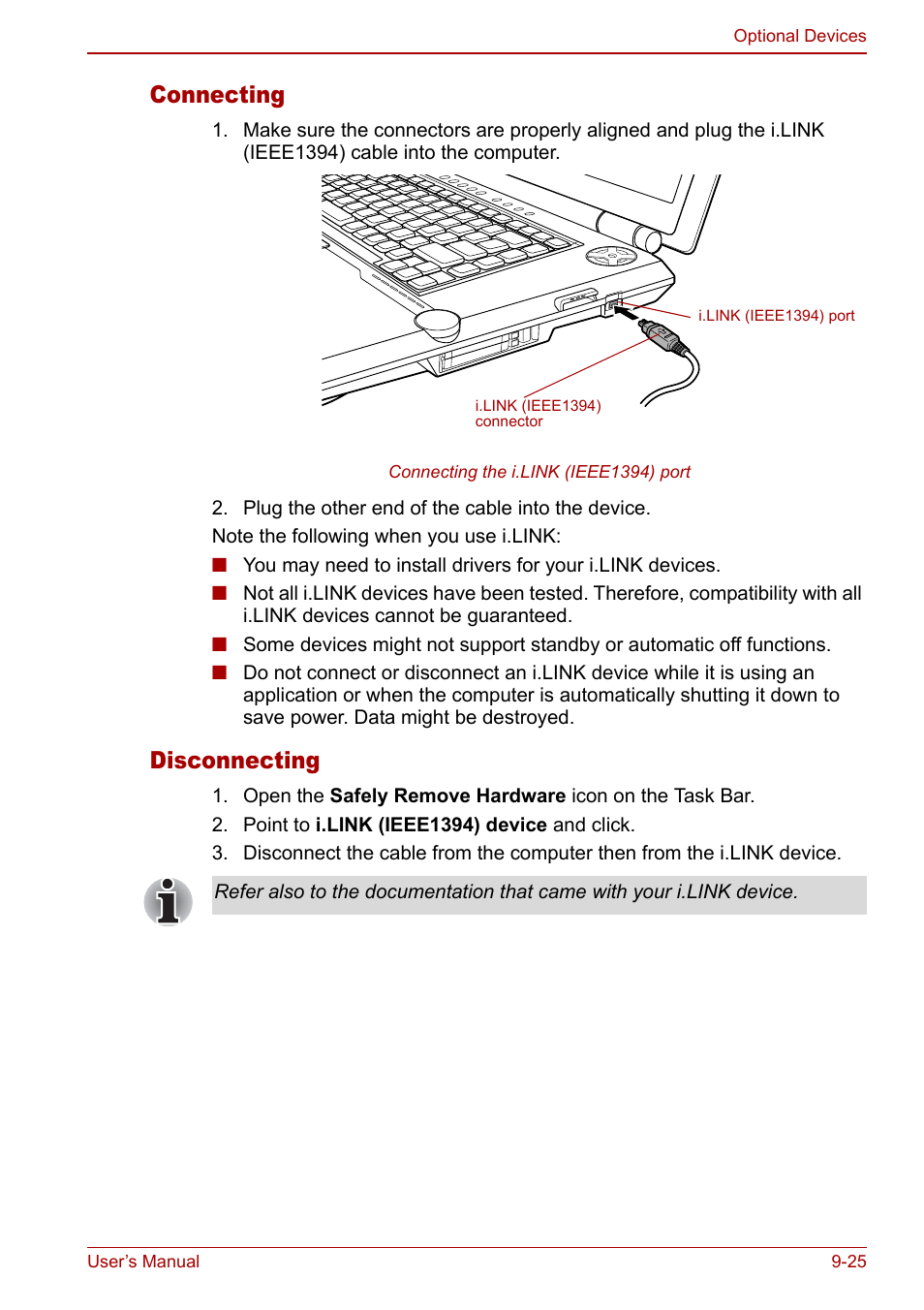 Connecting, Disconnecting | Toshiba Qosmio G20 (PQG21) User Manual | Page 169 / 242