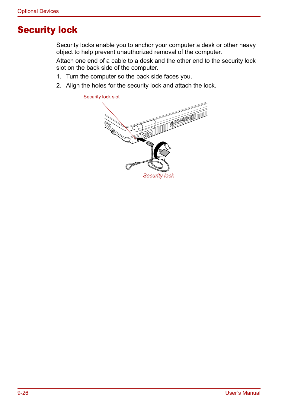 Security lock, Security lock -26 | Toshiba Qosmio G20 (PQG21) User Manual | Page 170 / 242