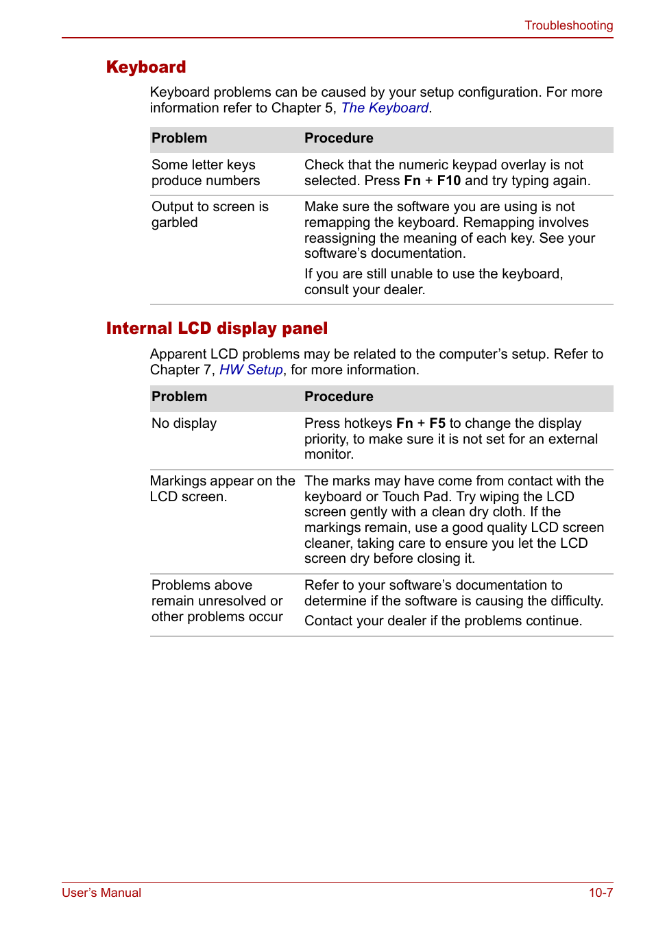 Keyboard, Internal lcd display panel | Toshiba Qosmio G20 (PQG21) User Manual | Page 177 / 242