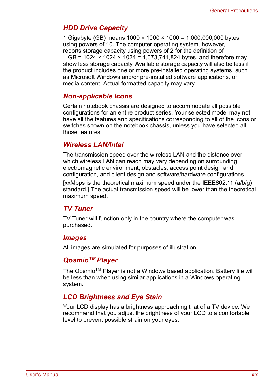 Toshiba Qosmio G20 (PQG21) User Manual | Page 19 / 242