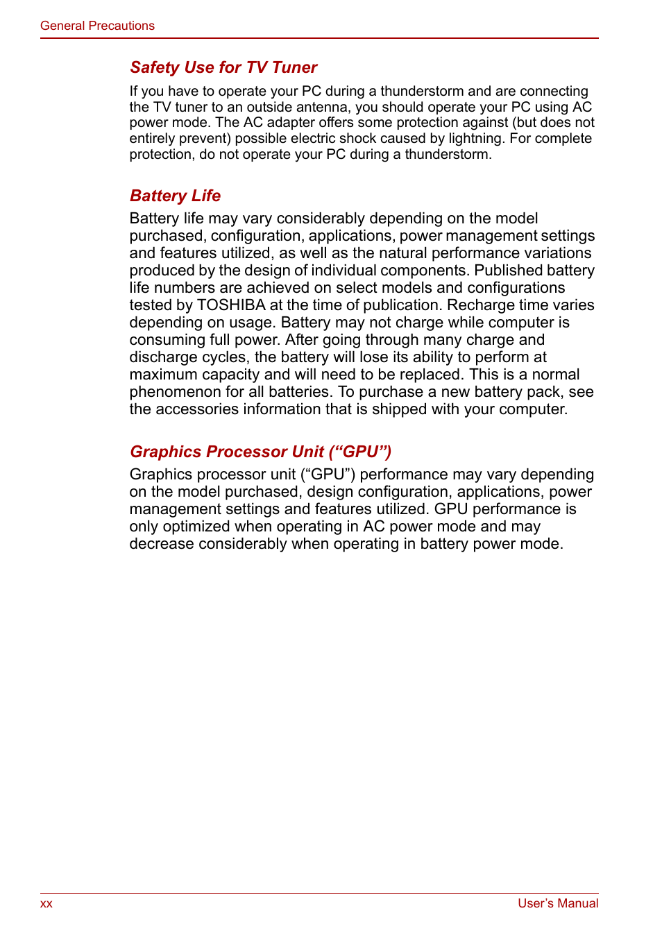 Toshiba Qosmio G20 (PQG21) User Manual | Page 20 / 242