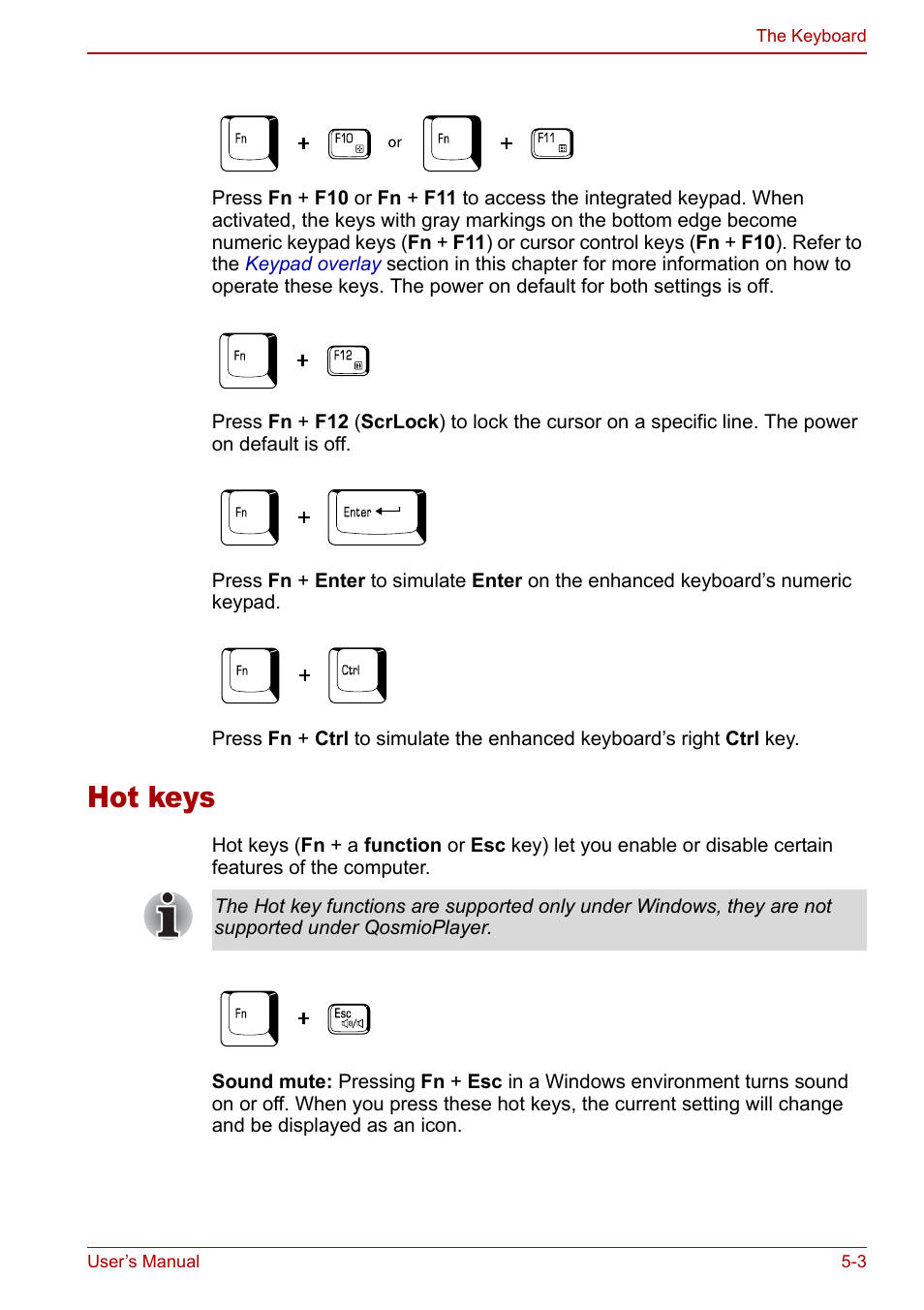 Hot keys, Hot keys -3 | Toshiba Qosmio G20 (PQG21) User Manual | Page 95 / 242