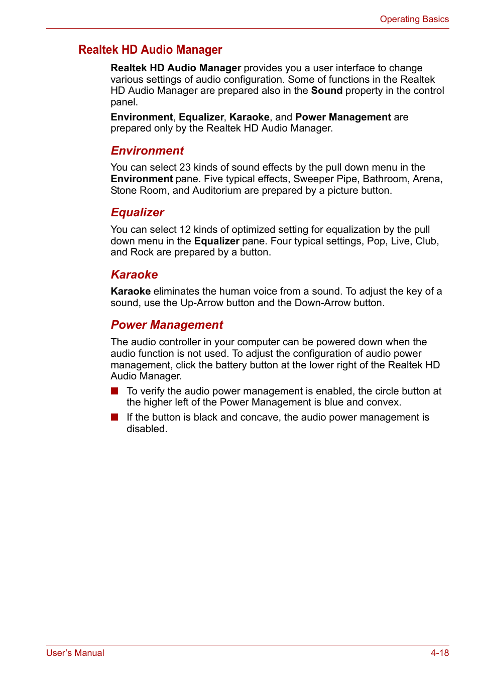 Realtek hd audio manager | Toshiba Satellite Pro A120 (PSAC1) User Manual | Page 81 / 205