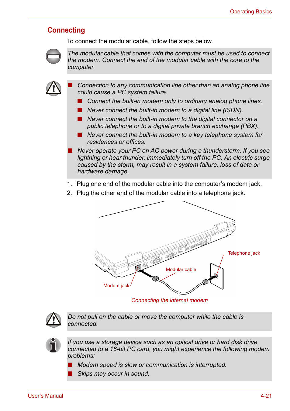 Connecting | Toshiba Satellite Pro A120 (PSAC1) User Manual | Page 84 / 205