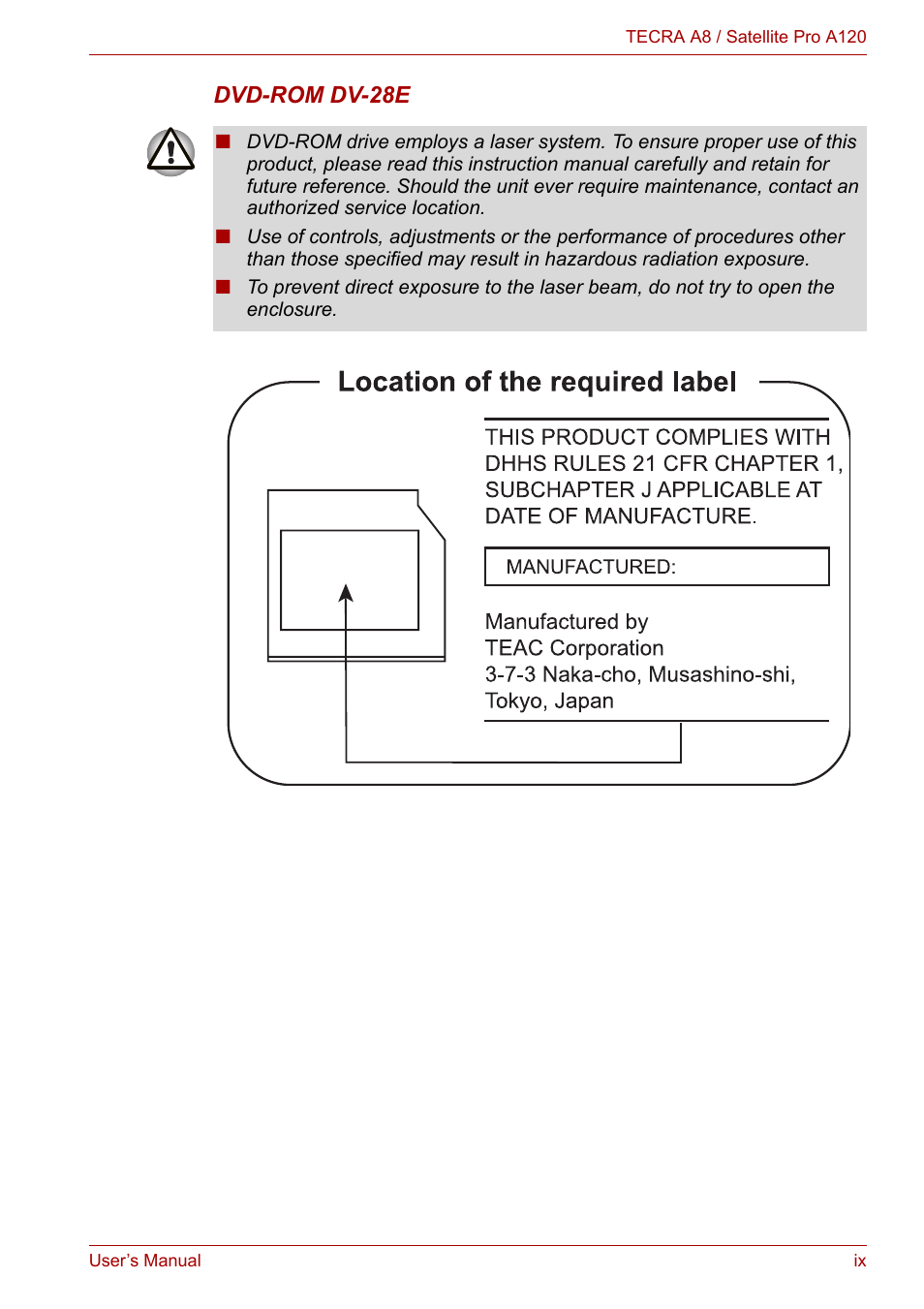 Toshiba Satellite Pro A120 (PSAC1) User Manual | Page 9 / 205