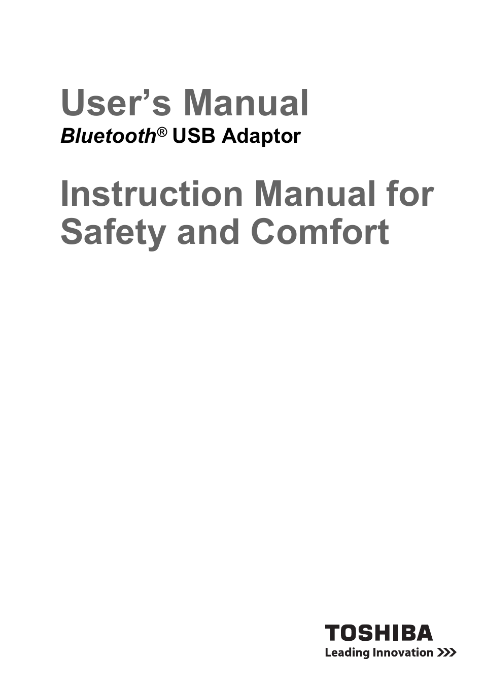 Toshiba Bluetooth USB Adapter (PA3710) User Manual | 20 pages