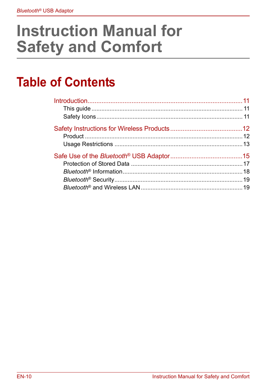 Toshiba Bluetooth USB Adapter (PA3710) User Manual | Page 10 / 20