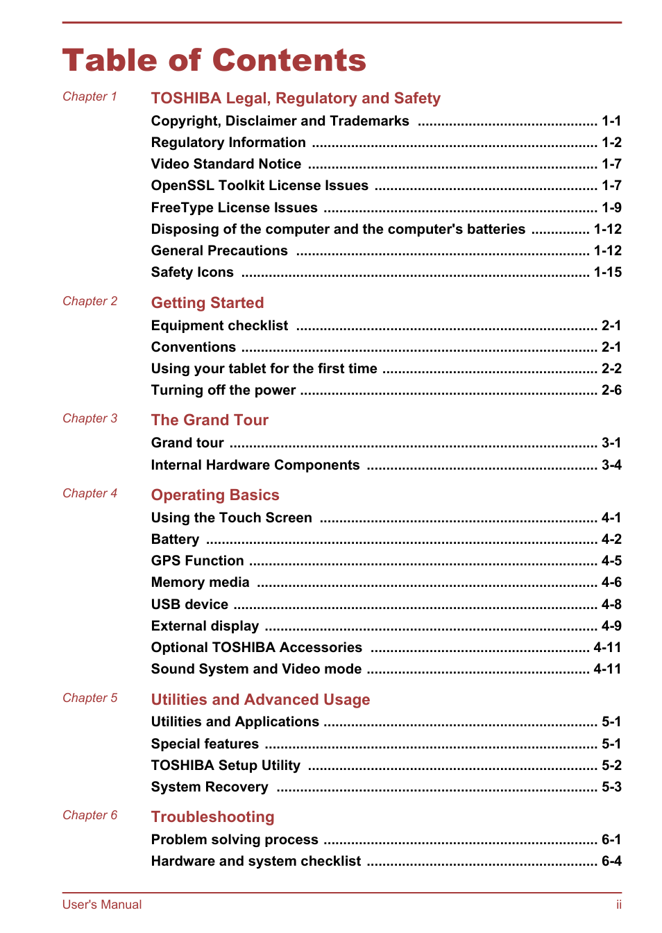 Toshiba WT8-A User Manual | Page 2 / 77