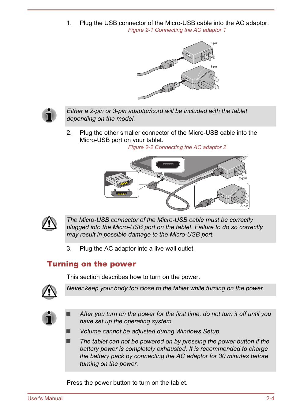 Turning on the power | Toshiba WT8-A User Manual | Page 22 / 77