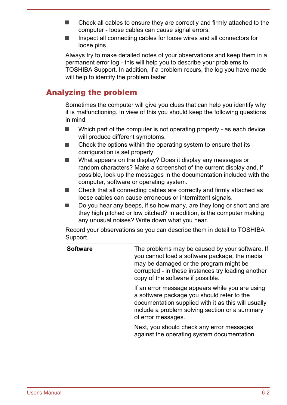 Analyzing the problem | Toshiba WT8-A User Manual | Page 53 / 77
