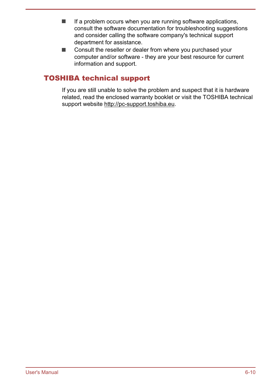 Toshiba technical support | Toshiba WT8-A User Manual | Page 61 / 77