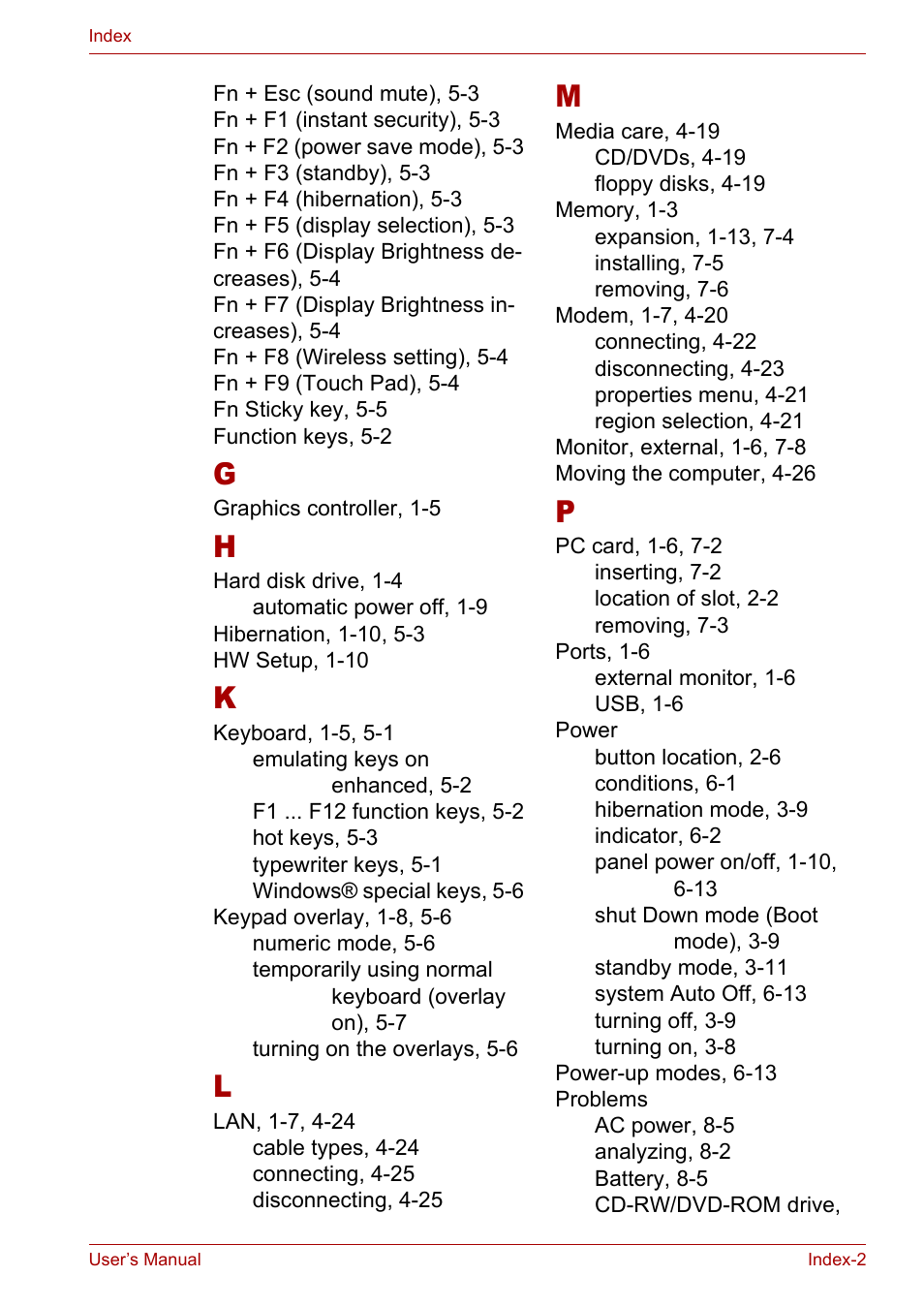 Toshiba Satellite L10 User Manual | Page 168 / 170