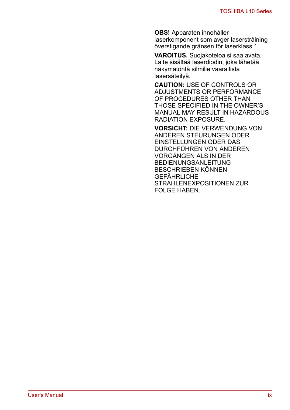 Toshiba Satellite L10 User Manual | Page 9 / 170