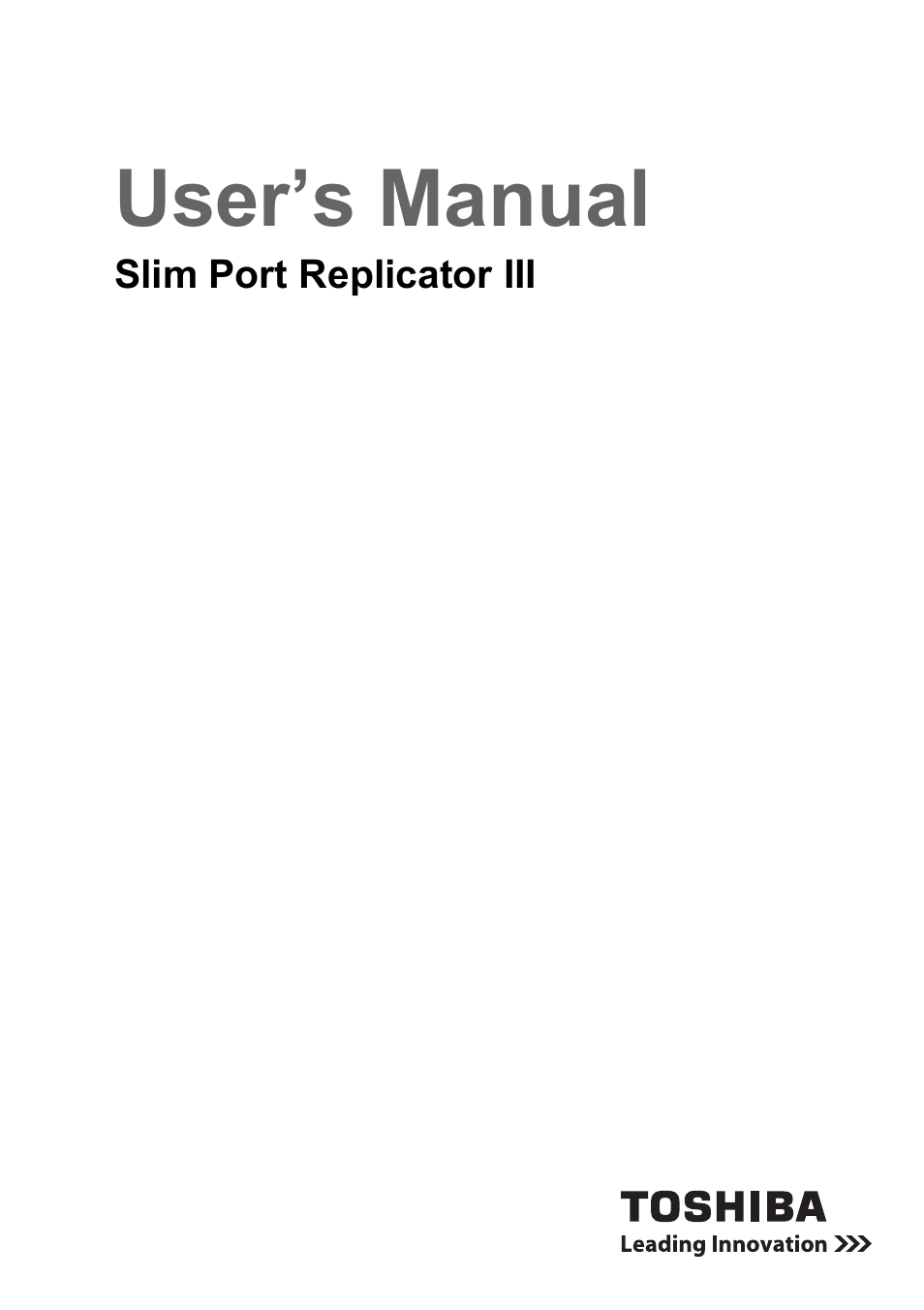 Toshiba Slim Port Replicator III User Manual | 31 pages