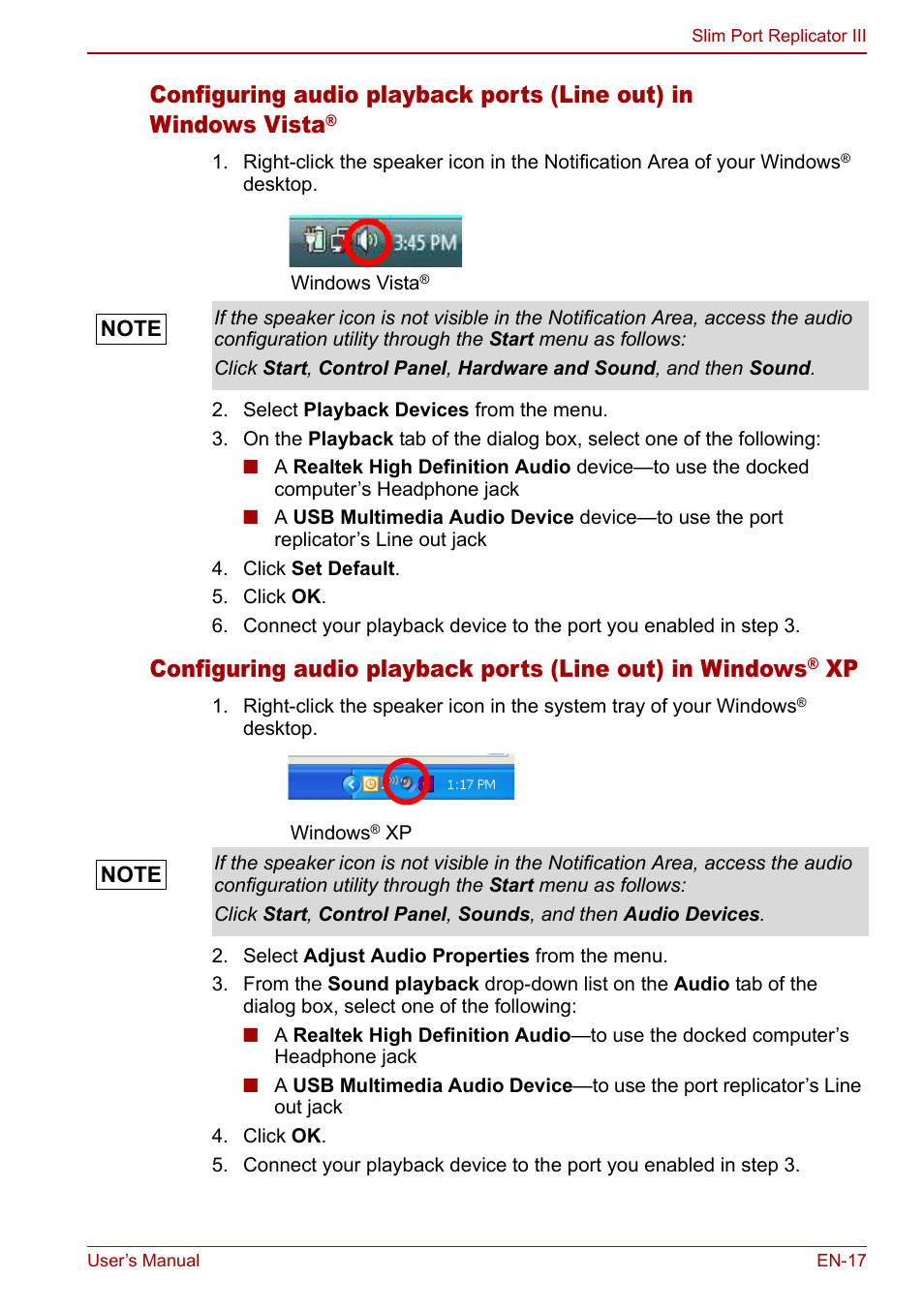 Toshiba Slim Port Replicator III User Manual | Page 17 / 31