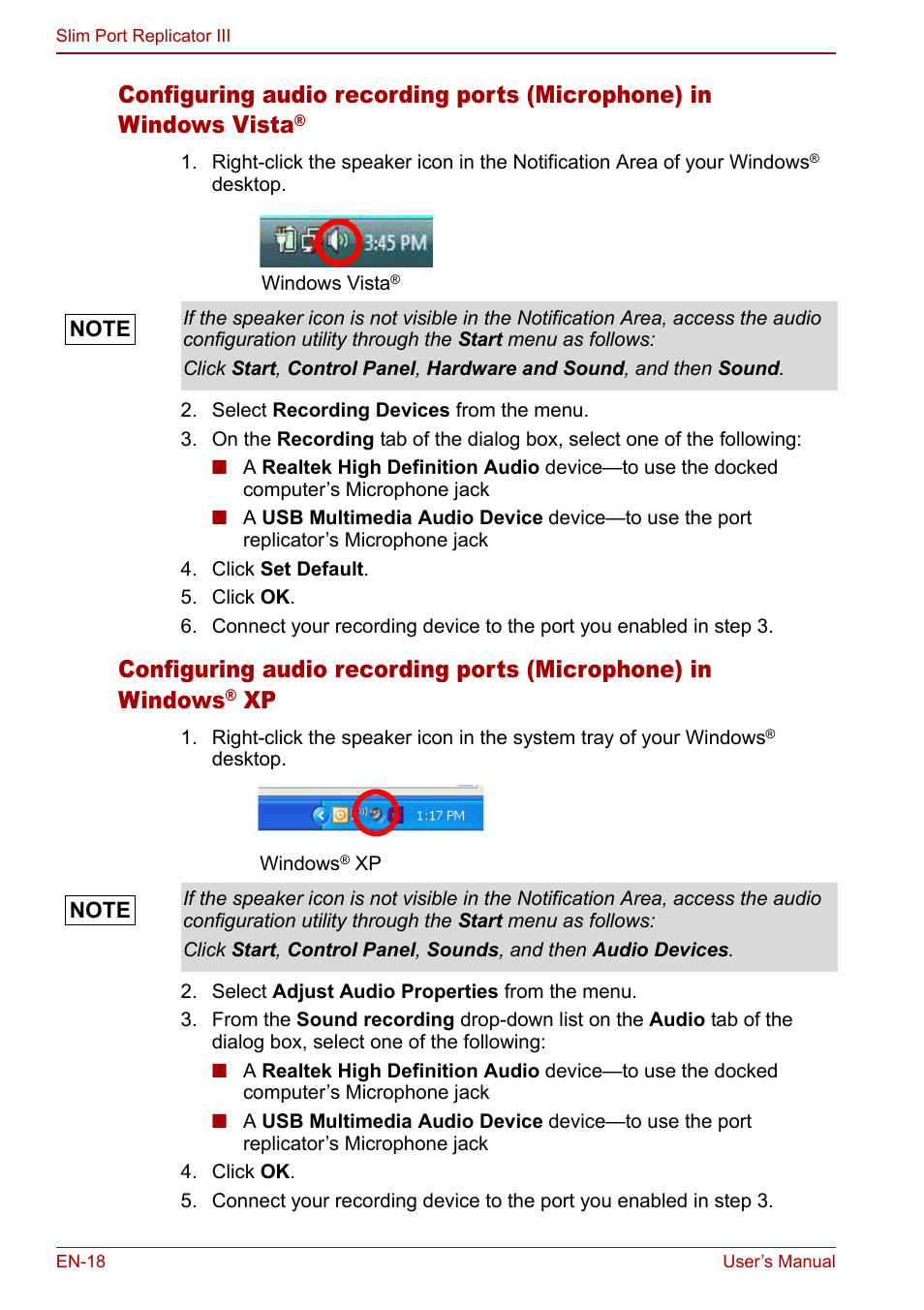 Toshiba Slim Port Replicator III User Manual | Page 18 / 31