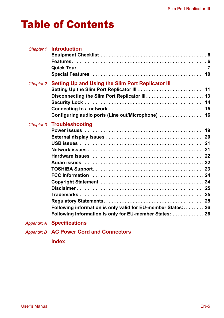 Toshiba Slim Port Replicator III User Manual | Page 5 / 31