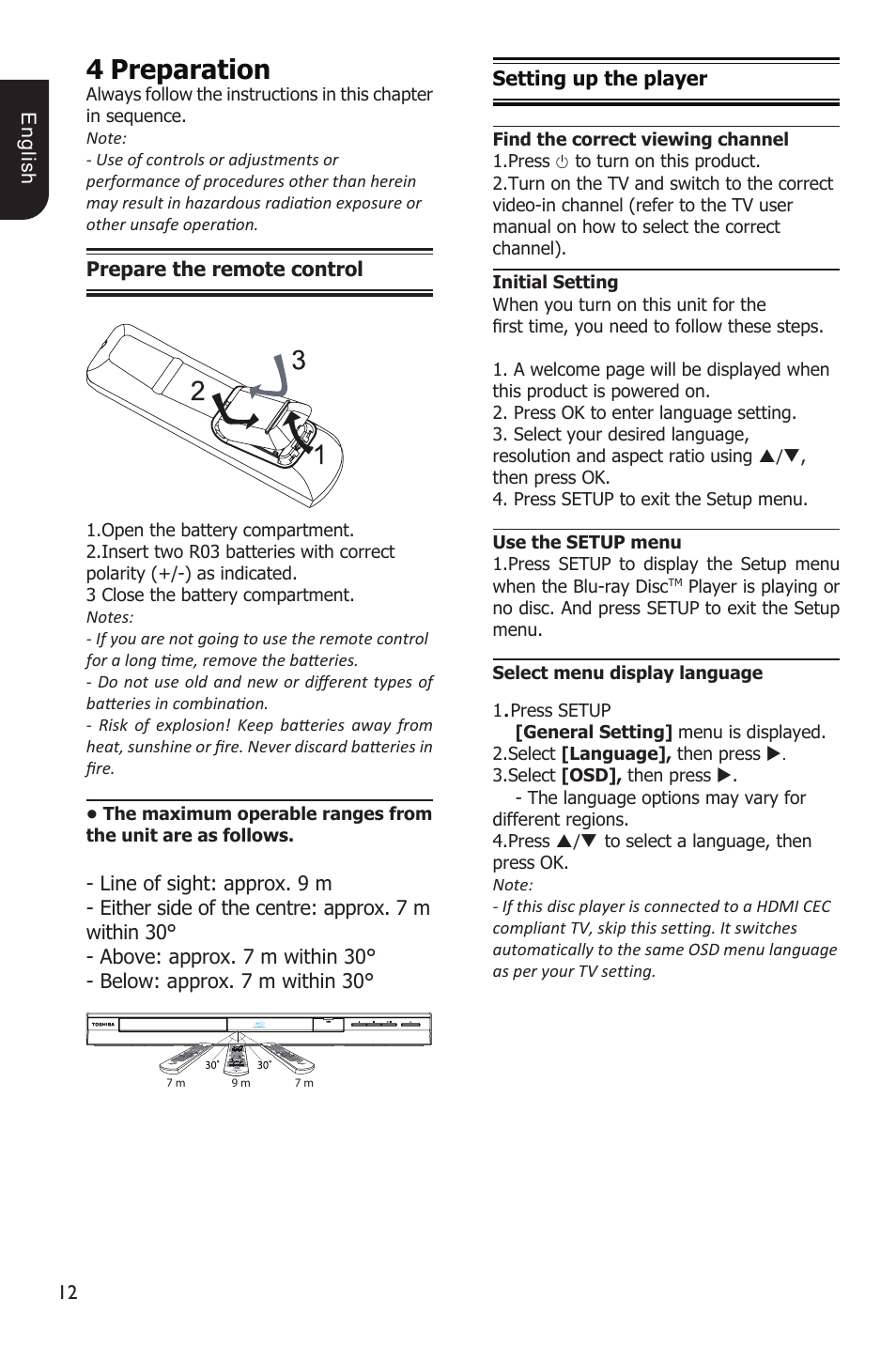 4preparation | Toshiba BDX3200 User Manual | Page 12 / 46