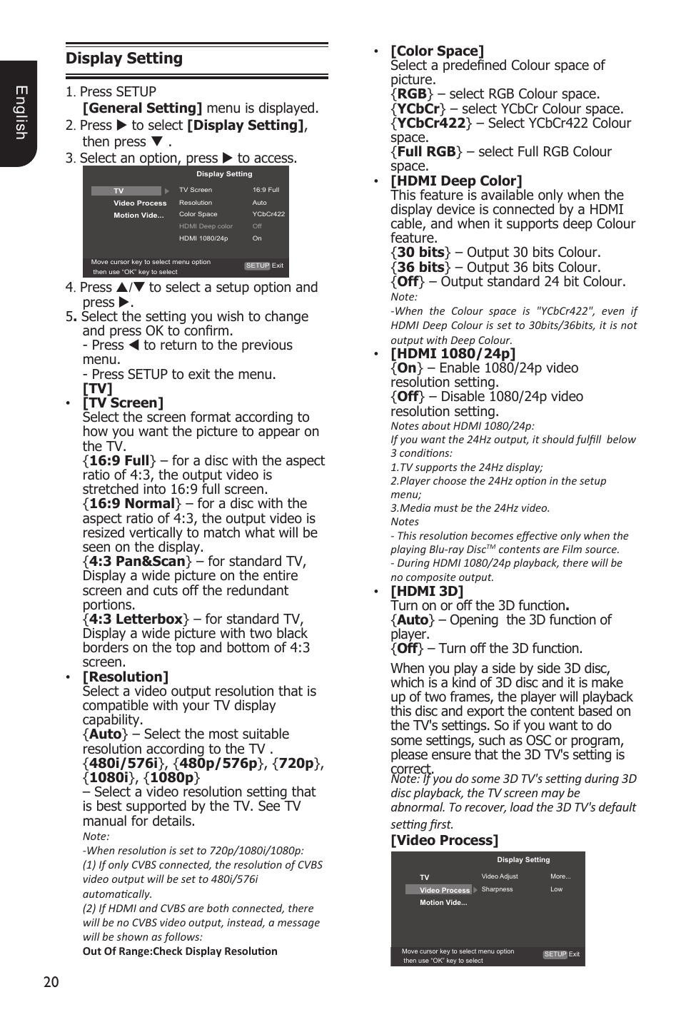 0 e ng lis h display setting | Toshiba BDX3200 User Manual | Page 20 / 46