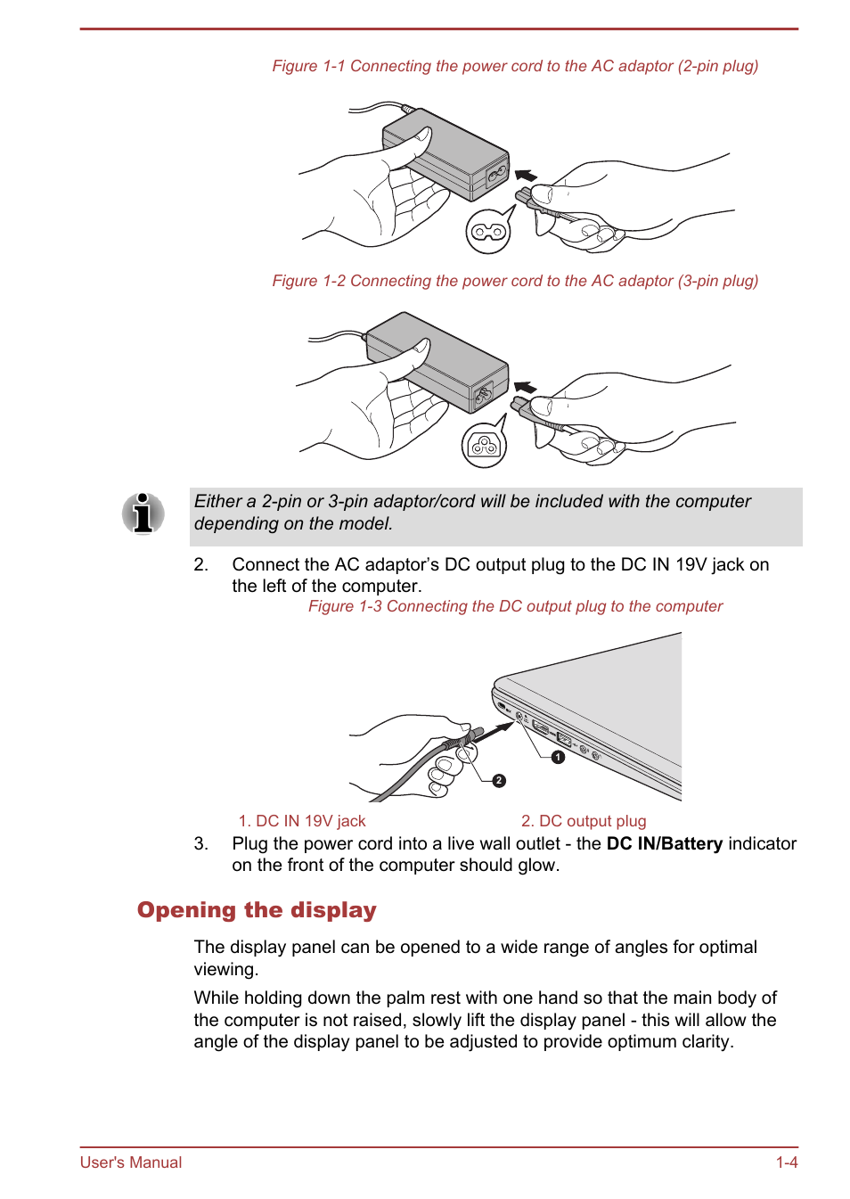 Opening the display | Toshiba Satellite U840 User Manual | Page 18 / 115