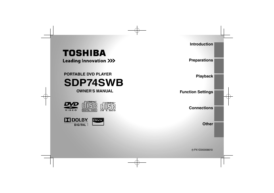 Toshiba SDP74S User Manual | 72 pages