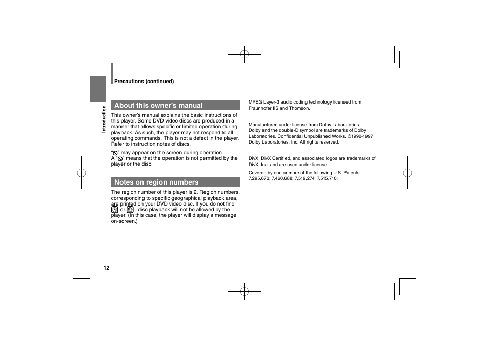 About this owner’s manual | Toshiba SDP74S User Manual | Page 12 / 72