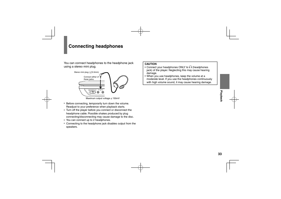 Connecting headphones | Toshiba SDP74S User Manual | Page 33 / 72