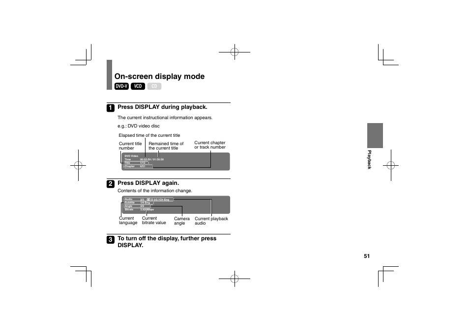 On-screen display mode | Toshiba SDP74S User Manual | Page 51 / 72