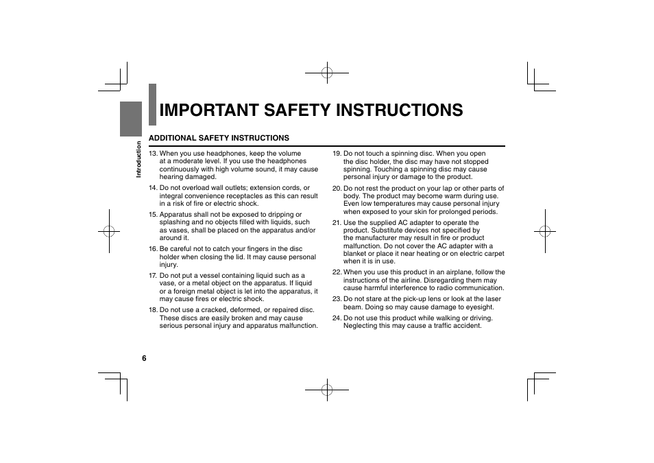 Important safety instructions | Toshiba SDP74S User Manual | Page 6 / 72