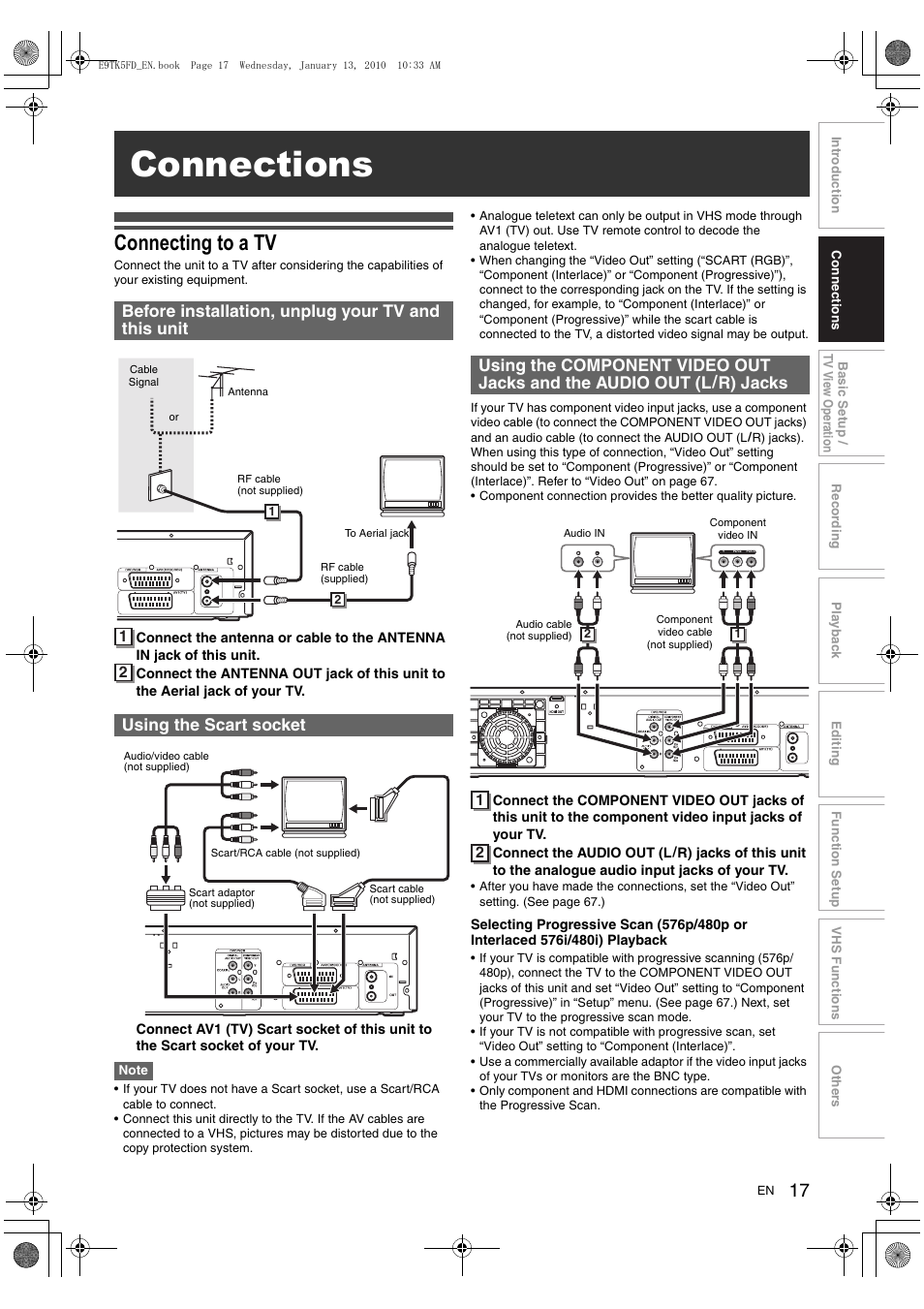 Connections, Connecting to a tv | Toshiba DVR80 User Manual | Page 17 / 80