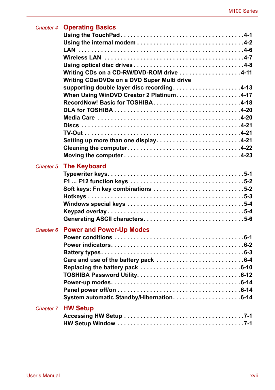 Toshiba Equium M100 (PSMA8) User Manual | Page 17 / 149