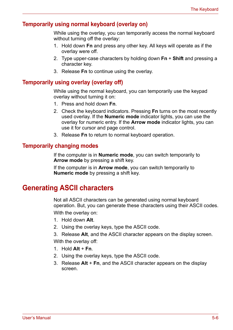 Generating ascii characters, Generating ascii characters -6 | Toshiba Equium M100 (PSMA8) User Manual | Page 85 / 149
