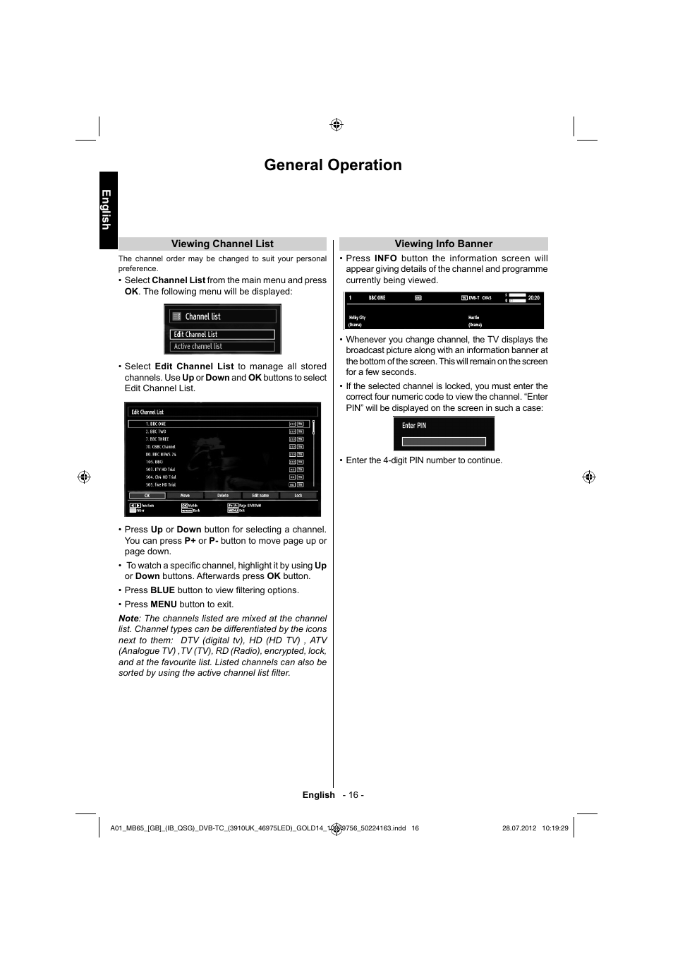 General operation, English | Toshiba BL712 User Manual | Page 17 / 33